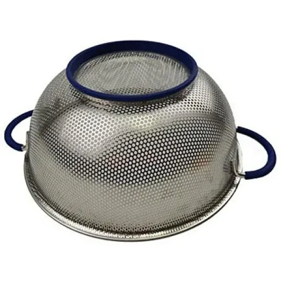 SAMMART Perforated Stainless Steel Sheet Colander with Handle - Strainer for Pasta, Noodle and Fruits image {1}