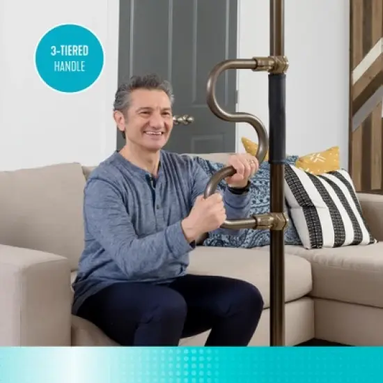 Signature Life Double Grab Bar Accessory for the Sure Stand Security Pole image {1}