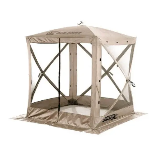 CLAM Quick-Set 6 x 6 Foot Traveler Portable Pop Up Outdoor Camping Gazebo 4 Sided Canopy Shelter with 3 Wind Panels, Ground Stakes, and Carrying Bag image {3}