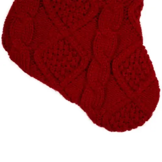 Northlight Cable Knit with Faux Fur Cuff Christmas Stocking  - 20.5" - Red and White image {3}