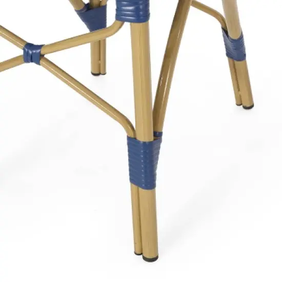 Paul 3pc Outdoor Aluminum French Bistro Set - Dark Teal/White/Bamboo - Christopher Knight Home image {12}