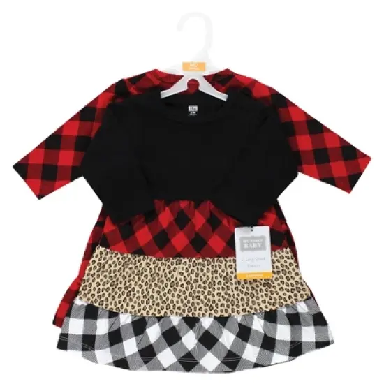 Hudson Baby Girl Cotton Dresses, Buffalo Plaid Leopard image {1}