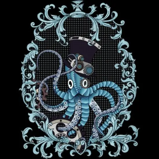 Junior's Design By Humans Steampunk Octopus By paviash T-Shirt image {1}