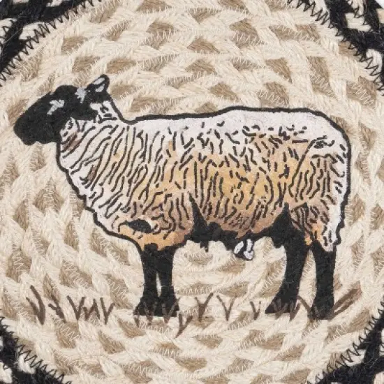 Earth Rugs Eco-Friendly Braided Jute Trivet &ndash; Lamb Patch Scene for Rustic Kitchens image {2}