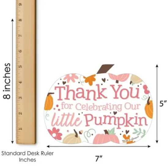 Big Dot of Happiness Girl Little Pumpkin - Shaped Thank You Cards - Fall Birthday Party or Baby Shower Thank You Note Cards with Envelopes - Set of 12 image {4}