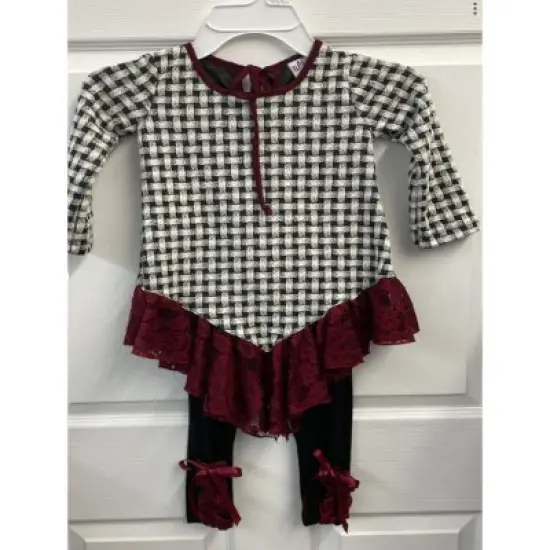 Girls Braided Plaid Lace Trim Tunic & Legging Set - Mia Belle Girls image {3}