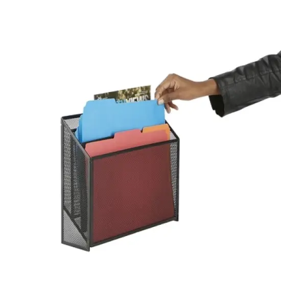 Mind Reader 3-Tier Jumbo Metal Mesh File Holder, Black image {2}