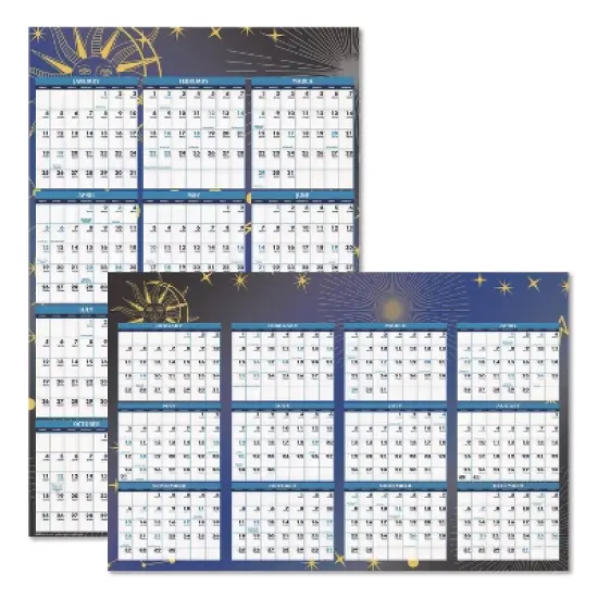 House of Doolittle Recycled Stargazer Laminated Wall Planner 12-Month January 2026 to December 2026 Celestial Artwork White image {4}