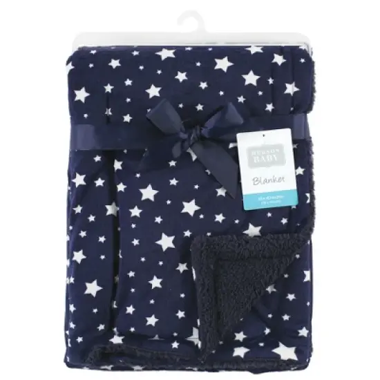 Hudson Baby Unisex Baby Plush Blanket, Navy Star, One Size image {1}