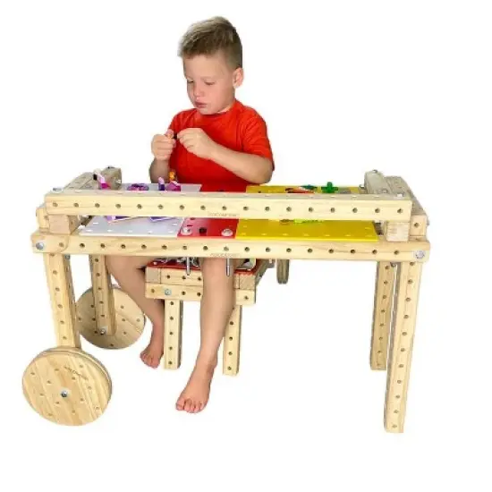 Woodmobiel by Funphix Standard Kit |Modular Construction Toy with 26 Wood Pieces, 4 Wheels, Real Nuts & Bolts image {10}