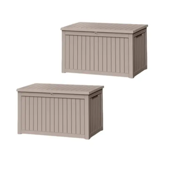 DSVIMOY Deck Boxes, 2-Piece 230 Gal Outdoor Storage Deck Box, Small Patio Storage Bin for Garden Tools, Brown, 57.87"*32.24"*33.66" image {5}