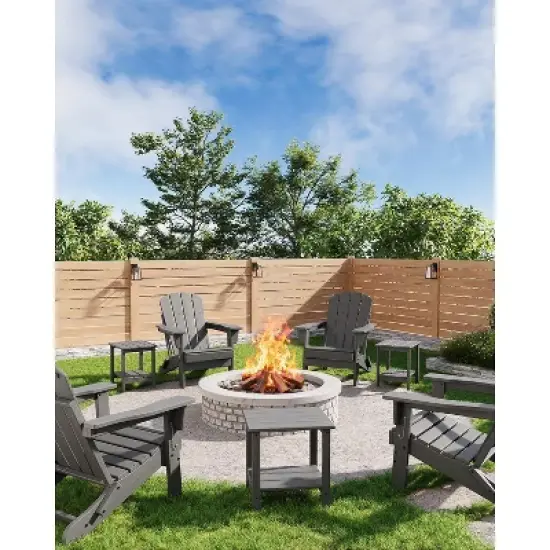 TROPOW Outdoor Side Table 18 x 15 inch, HDPE 2-Tier Patio Side Tables for Outside, All-Weather End Table for Patio Pool Deck Indoor Backyard image {9}