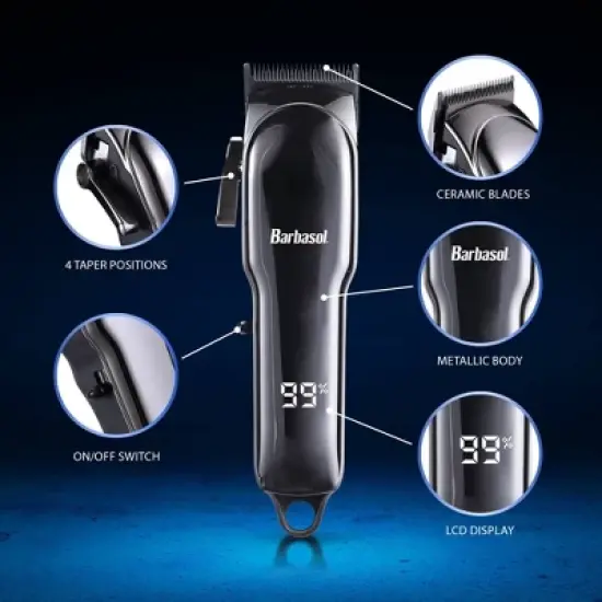 Barbasol LCD Display Rechargeable Cordless Hair Clipper 6 Guide Combs Battery Hair Trimmer - 10ct image {1}