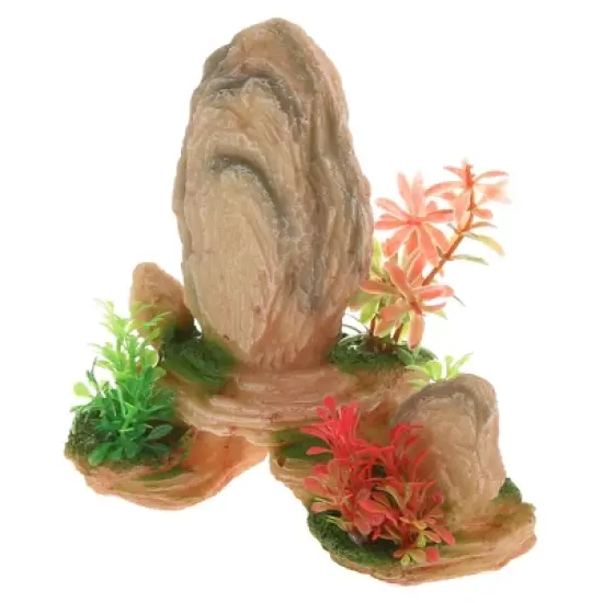 Unique Bargains Aquarium Terrariums Mountain for Fish Tank Landscape Decoration Green Beige 5.31" Height 1pcs image {6}