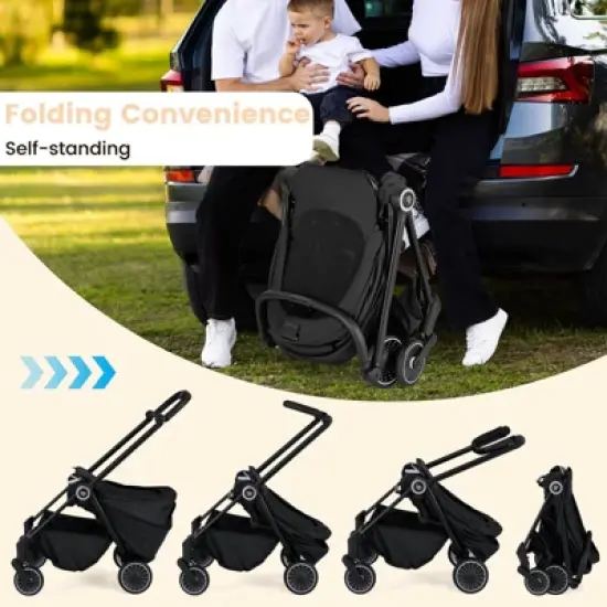 Safstar Baby Stroller Foldable Infant Pram Stroller w/ Reclining Backrest Handle image {8}