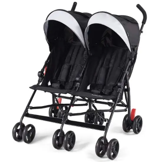 Infans Foldable Twin Baby Double Stroller Kids Ultralight Umbrella Stroller Pushchair image {7}