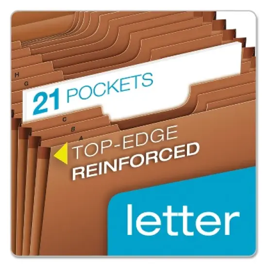 Pendaflex Heavy-Duty Expanding Open Top File 21 Pockets 1/3 Tab Letter Brown R217AHD image {5}
