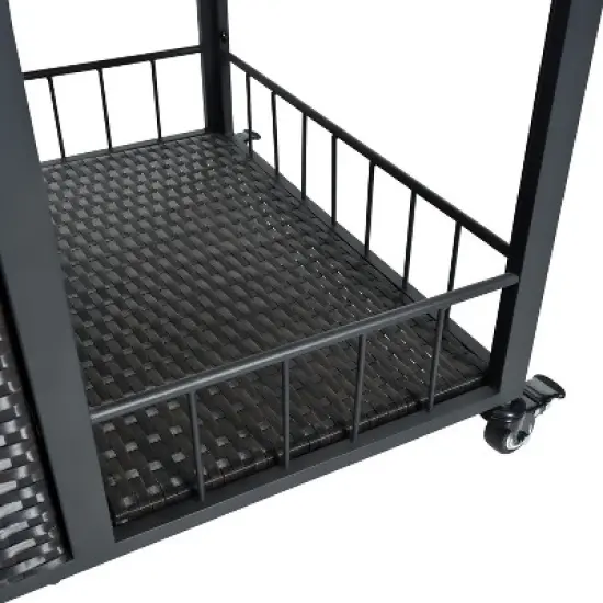 Cesicia 63.9" W Outdoor Kitchen Storage Island with Foldable Side Tabletop, Ample Storage Space, Bottle Opener for Outside BBQ, Patio, Dark Brown image {10}