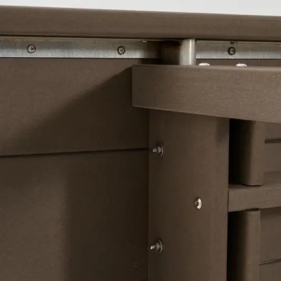 FIONECA 5-Piece HDPE Outdoor Dining Set with Umbrella Hole &uml;C Weather-Resistant Patio Table & 4 Armrest Chairs, Wood Finish image {15}