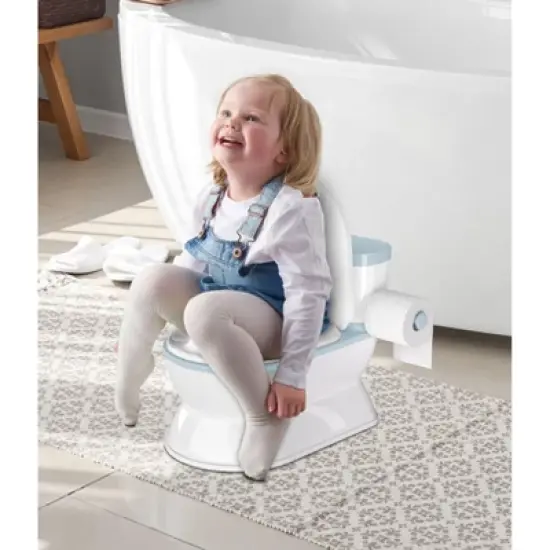 BabyBond 2-in-1 Toddler Potty Training Toilet - Large Chair & Detachable Seat for Boys & Girls 1-3 yrs - Flushing Sound, Wipes Storage, Blue image {5}