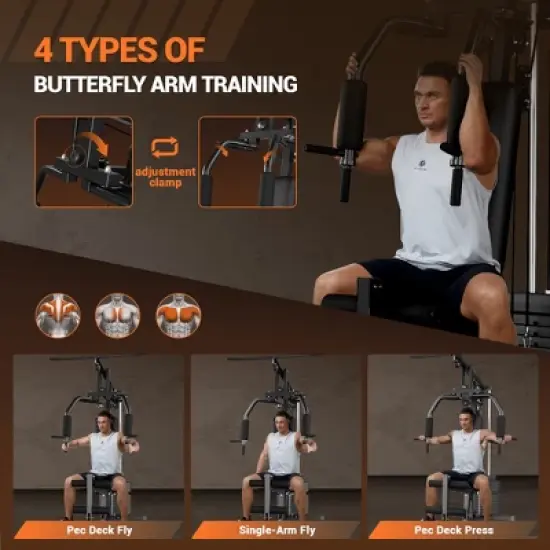 COZONY Home Gym Multifunctional Workout Station with Pulley System,  100 lb Weight Stack image {5}
