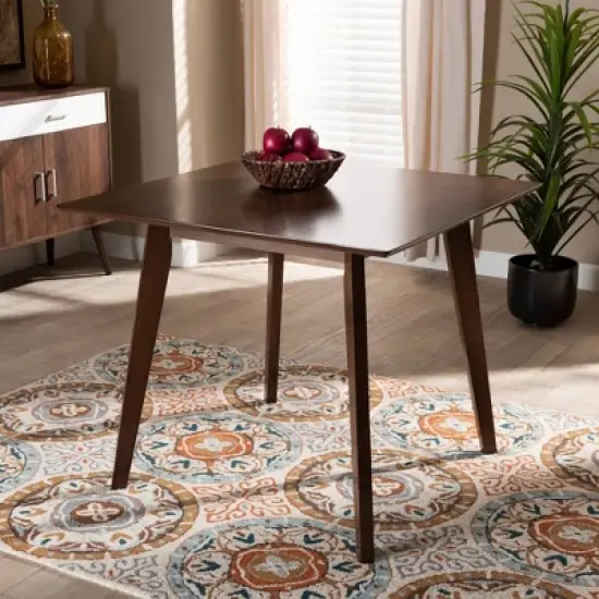 Pernille Square Wood Dining Table Walnut - Baxton Studio image {4}