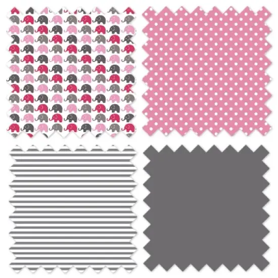Bacati - Elephants Long Crib Rail Guard Cover Pink/Gray image {6}