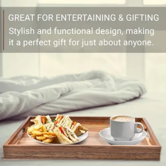Attop Decorative Serving Trays Platter for Breakfast in Bed, Lunch, Dinner, Appetizers, Patio, Ottoman, Coffee Table, BBQ image {7}