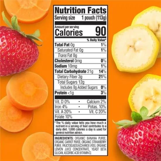 HappyTot Super Bellies Organic Bananas Carrots & Strawberries Baby Food Pouch - 4oz image {3}