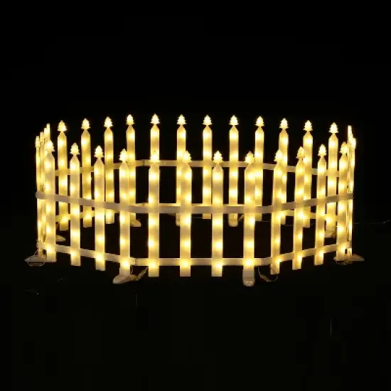 LuxenHome 8-Piece Light Show Fence Design Outdoor Holiday Decoration White image {6}