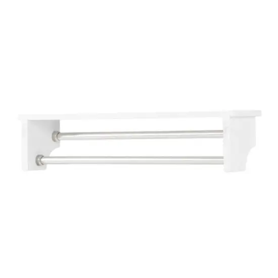 Dover Over the Toilet Hutch Bathroom Shelf with Two Doors and Two Towel Rods White - Alaterre Furniture image {12}