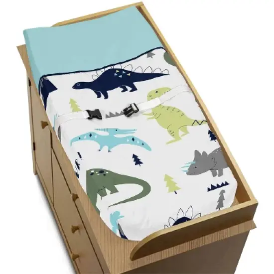 Sweet Jojo Designs Changing Pad Cover - Blue & Green Mod Dino image {2}