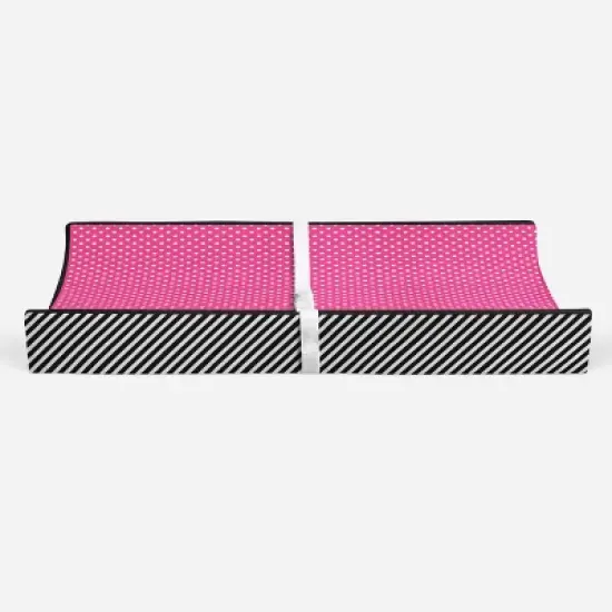 Bacati - Love Black/Fuschia Pin Dots Changing Pad Cover image {5}