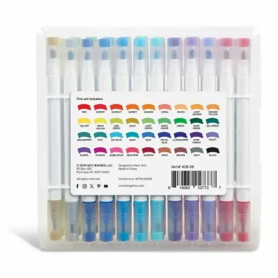 KINGART Twin-Tip Chisel & Fine Markers 36 Colors image {4}