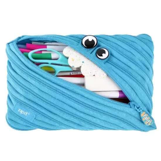 ZIPIT Party Monster Pencil Case for Kids, Blue image {3}