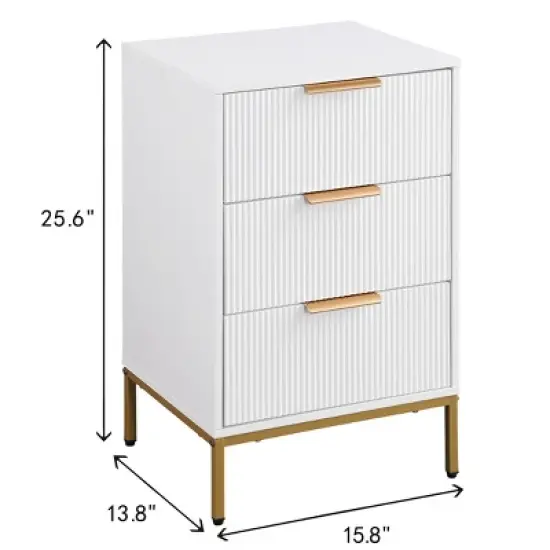 Night Stand,Tall Bedside Table with 3Storage Drawers,White Nightstand,Bedside Furniture image {4}