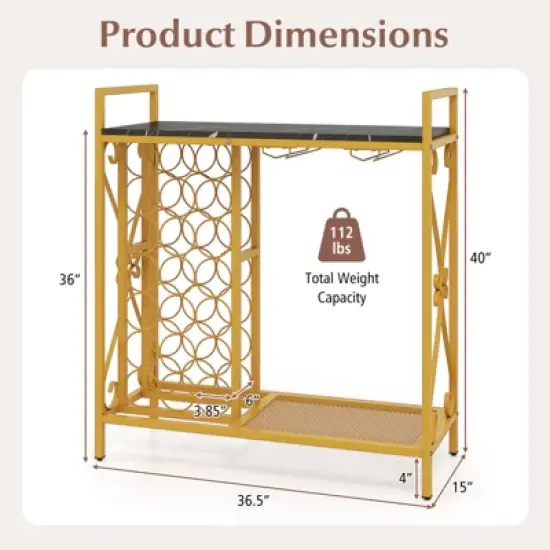 Tangkula Freestanding Floor Drink Rack, Wooden Coffee Bar Table w/ Drink Storage image {8}