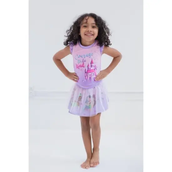 Disney Princess Moana Jasmine Cinderella Girls Tankini Top Modest Swimsuit Skirt and Bikini Bottom 3 Piece Toddler to Big Kid image {8}