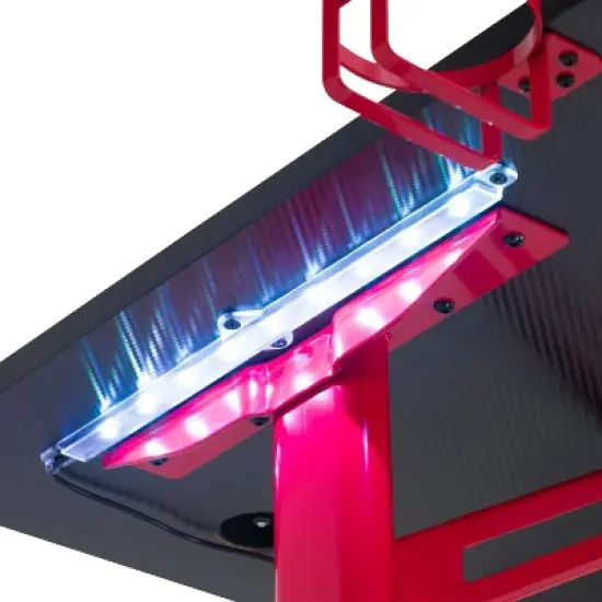 Conqueror Gaming Desk with Led Lights Black and Red - CorLiving image {13}