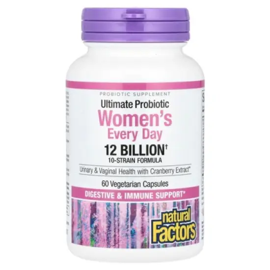 Natural Factors Ultimate Probiotic Women's Every Day, 12 Billion, 60 Vegetarian Capsules image {2}