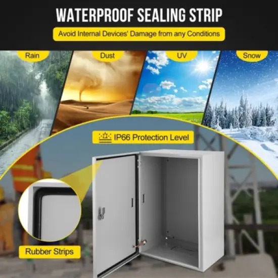 Garvee NEMA Weatherproof Electrical Box, NEMA 4X Enclosure with Lock & Mounting Plate, Steel Junction Box for Indoor/Outdoor image {3}