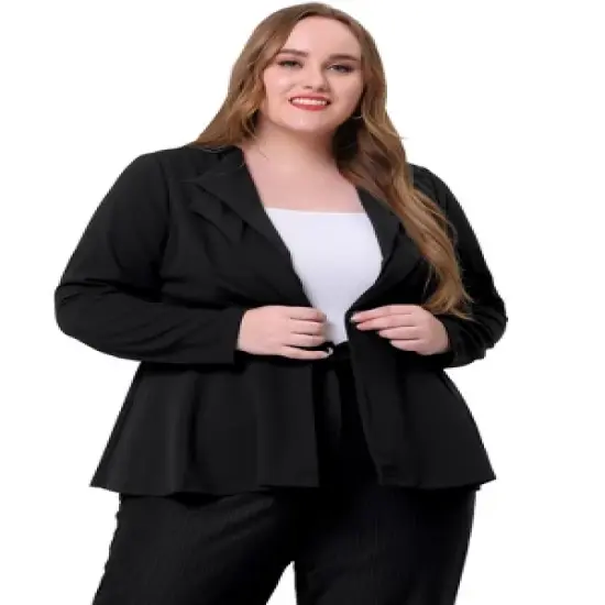 Agnes Orinda Women's Plus Size Office Work Double Lapel Button Peplum Blazers image {2}