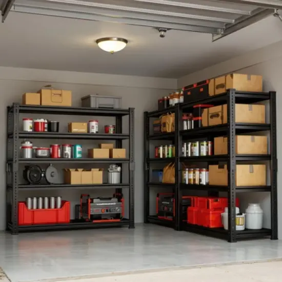 5 Tier Storage Shelving Unit, 2200 LBS Capacity Metal Adjustable Storage Shelves, Utility Storage Rack, Industrial Shelving Unit for Kitchen image {5}