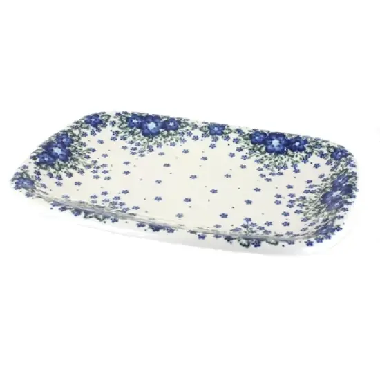 Blue Rose Polish Pottery 121 Vena Large Rectangular Serving Platter image {6}