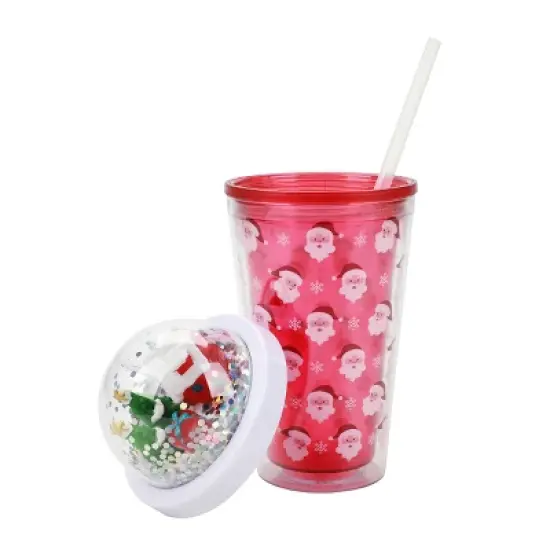 Christmas Snow Globe 16oz Double Wall Water Bottle with Straw image {7}