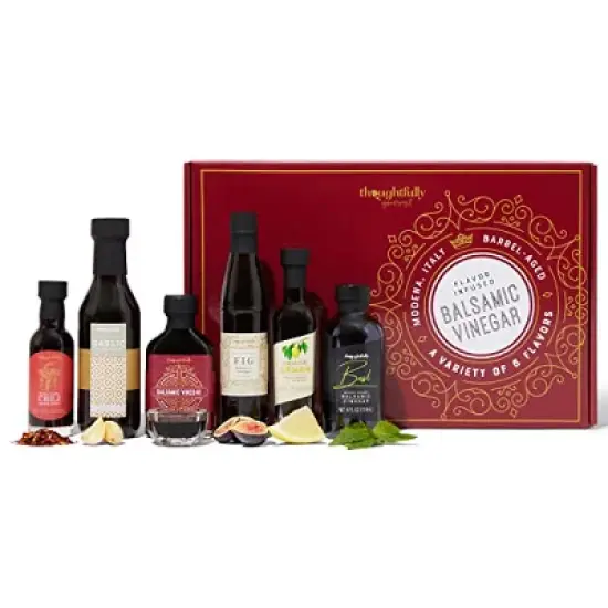 Thoughtfully Gourmet, Balsamic Vinegar Gift Set, Flavors Include Fig, Chili, Garlic and More, IGP Certified, Crafted in Modena, Italy, Set of 6 image {6}