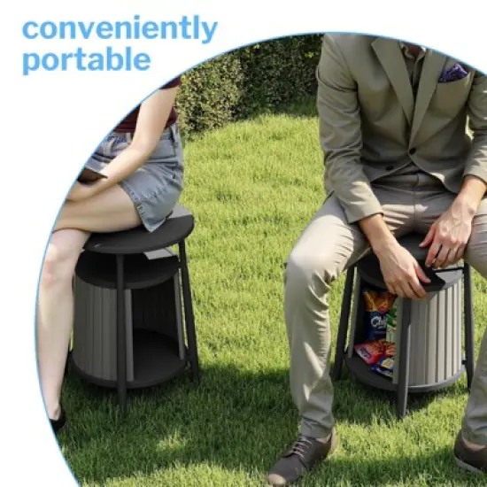 Dolonm Hidden Cat House End Table - 2-Tier Round Coffee Table Semi Enclosed Cat house Home Style Cat House Multifunctional image {6}