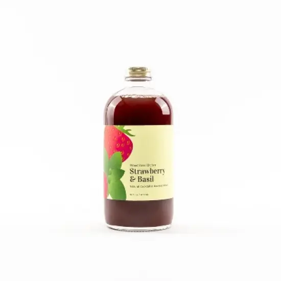 Wood Stove Kitchen Strawberry & Basil Cocktail and Mocktail Mixer, 16 fl oz image {5}