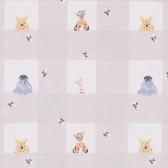 NoJo Disney Winnie the Pooh Hugs and Honeycombs Grey and White Plaid with Piglet, Tigger and Eeyore Contoured Changing Pad Cover image {2}