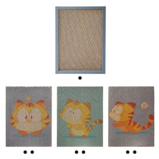SEVOBAL Pet Scratcher 7-Piece Replaceable Cat Scratching Board Set with Adorable Designs for Furniture Protection, Play, Multicolored, 17"*13"*4" image {3}
